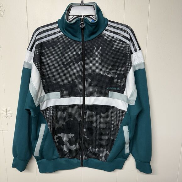 Adidas Digital Snow Camo Track Jacket Striped Colorblock Trefoil Men M GUC - Picture 1 of 12
